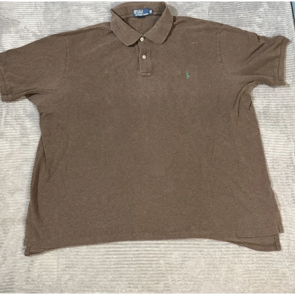 Vintage Ralph Lauren Polo Shirt 3xl Brown Preppy Golf Rugby Golfer 100% Cotton